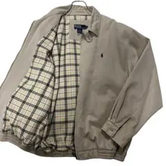 【USA製】ポロバイラルフローレン スイングトップ XL ベージュ 裏地チェック