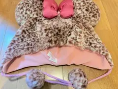 ディズニーリゾート ミニーマウスキャップ ヒョウ柄 ファンキャップ　ピンク