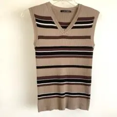 INGNI ストライプ Vネック ベスト　茶系　Mサイズ