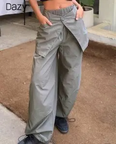 サイト完売品☆重ね履き風♡裾絞りデザインパンツ