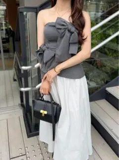 ダブルストラップリボンフレアトップス[tg814]