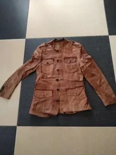 ブラウン レザー ミリタリー風ジャケット※とても古いです！