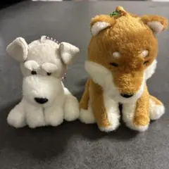 くったり柴犬 くったりシュナウザー ぬいぐるみ マスコット 2点セット