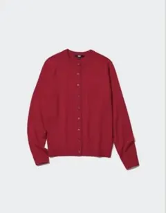 ユニクロ エクストラファインメリノクルーネックカーディガン 赤 旧モデル