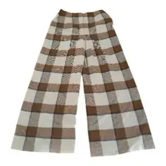 美品✨デミルクスビームス チェックワイドパンツ ブラウン 38