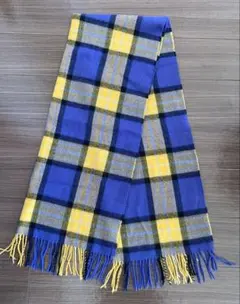 タータンチェック マフラー 大判 ブルー イエロー