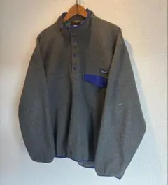 patagonia スナップT フリース L グレーxブルー パタゴニア