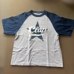 clap 星型プリント 半袖Tシャツ グレー/ネイビー　Lサイズのサムネイル
