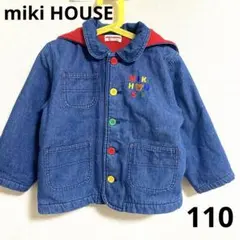 110 ミキハウス デニム ブルゾン 裏地ボア アウター ジャンパー ブルー