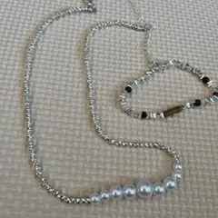 シルバー パール ネックレス セット