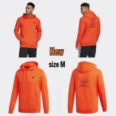 新品 M adidas originals パーカー 橙 アウトライン
