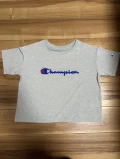 美品Champion グレー Tシャツ ロゴ刺繍　レディース　Ｌ