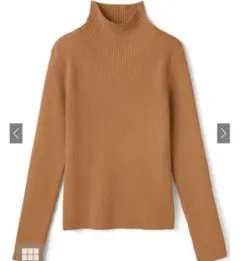 ボトルネックリブニットトップス