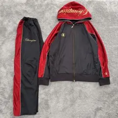 【希少サイズ】チャンピオン 魔裟斗ジャージセット　黒×赤×金 刺繍　フーディー