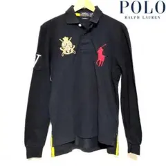 【古着】POLORALPHLAUREN 2NDPOLOTEAMエンブレムポロ黒S