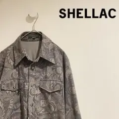 SHELLAC シェラック ペイズリー柄5部袖シャツ 灰グレー サイズ44のサムネイル