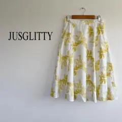JUSGLITTY 刺繍　花柄　フレアスカート　裏地あり　総柄　キレイめ