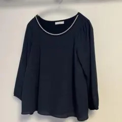 any sis ネイビー 七分袖 綺麗め ブラウス M