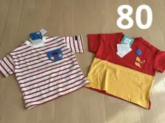 【新品タグ付き】ミッキーマウス Tシャツ 赤 80サイズ　2枚セット