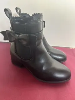 メゾピアノ　女の子　リボン付きブーツ　黒　20cm