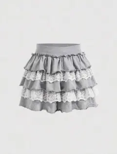 フリルミニスカート フレア レース付き