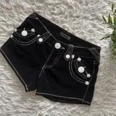 【y2k】SWORD FISH 太ステッチ コーデュロイ ホットパンツ 黒 S