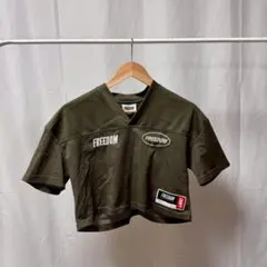 FREEDOM クロップド メッシュトップス 韓国ジムウェア Y2K スポーツ