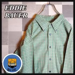 EDDIE BAUER コットンシャツ チェック 緑 XLサイズ US古着