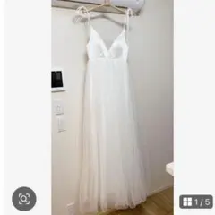 Aライン ウェディングドレス チュール Vネック 前撮り 二次会 7号 美品