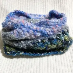 ネックウォーマー　深海　スヌード　マフラー　ピンク　青　モネ　ハンドメイド