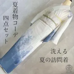 ☆【美品✨】東レシルック 洗える着物 夏物 絽 小紋 空色 花 トール