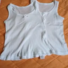 ホワイトリブ編みキャミソール 100cm 2枚セット