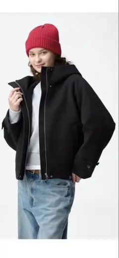 GU コージーメルトンショートフーディコート