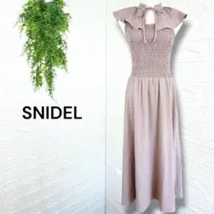 5928【SNIDEL】新品タグ付 ノースリーブロングワンピース リボンタイ