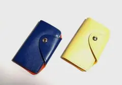 キーケース　マスタード　イエロー　黄色　ブルー　青　合革製　二点セット
