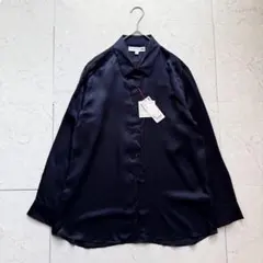 新品 UNIQLO INES ユニクロ イネス シルクブラウス XL ネイビー