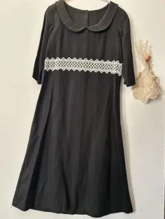 ♪襟付バックボタン麻ワンピース♪