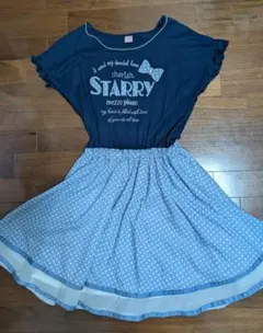 メゾピアノ　ワンピース　L160 　半袖　ドット　 mezzo piano