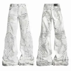 PickleClubヴィンテージ加工 フレアパンツ パンク Y2K ユニセックス