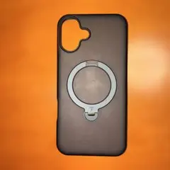 TRRAS iPhone 16 plus 用 リング付きケース ブラック 半透明