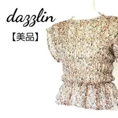 dazzlin ボタニカル柄 シフォン シャーリング フリル ブラウス