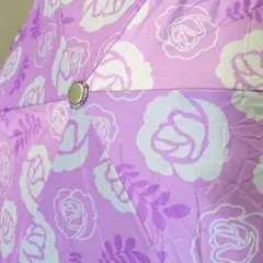 折りたたみ傘 晴雨兼用　紫と白の花柄