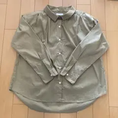 カーキ 長袖シャツ バックプリーツ