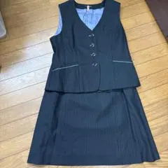 事務服　ネイビー ストライプ スカートスーツ