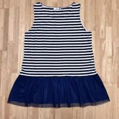 eur3/エウルキューブ ノースリーブチュニック ボーダー 紺色のサムネイル