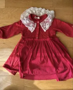 nino 赤いレース襟付きワンピース 90cm