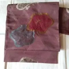 京袋帯 小豆色 六通柄 ポリエステル