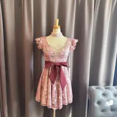 J23209 新品 JEWELS キャバドレス S ピンク フレア リボン 花柄