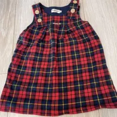 ミキハウスHOT BISCUITS チェック柄ワンピース 秋冬90cm