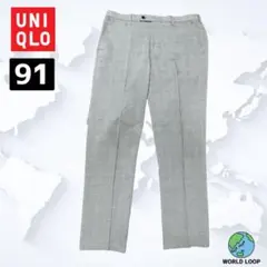 UNIQLOユニクロ 感動パンツ W91グレンチェック ウールライク スラックス
